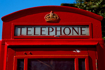 Image showing telephone in england london obsolete box classic british icon