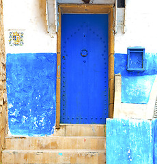 Image showing historical blue  in  antique building door morocco      style af