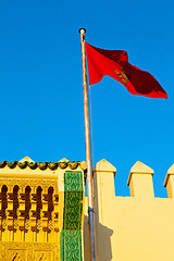 Image showing tunisia  waving flag in the  sky  colour and battlements  wave