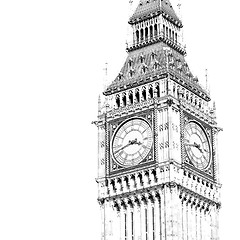 Image showing london big ben and historical old construction england  aged cit