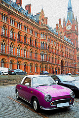 Image showing old wall architecture in london england windows and brick exteri