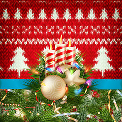 Image showing Knitted Christmas background. EPS 10