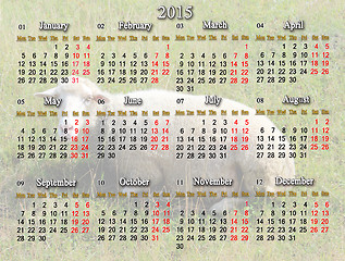 Image showing calendar for 2015 with sheep on the background