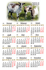 Image showing calendar for 2015 year with goats