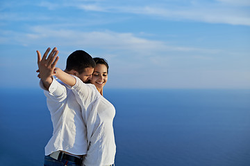 Image showing happy young romantic couple have fun and  relax at home