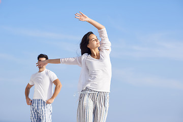 Image showing happy young romantic couple have fun and  relax at home