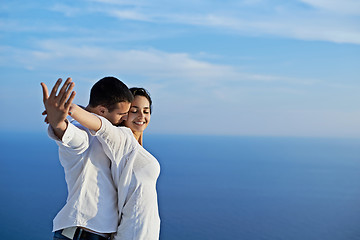 Image showing happy young romantic couple have fun and  relax at home