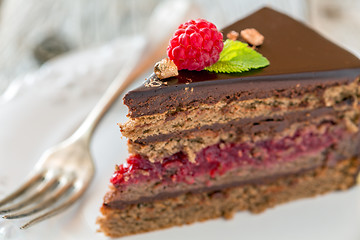 Image showing Piece of chocolate cake.