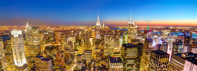 Image showing New York City Manhattan downtown skyline.