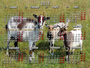Image showing calendar for 2015 year with goats