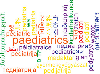 Image showing Paediatrics multilanguage wordcloud background concept