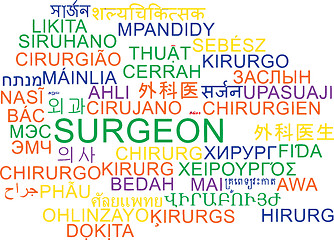 Image showing Surgeon multilanguage wordcloud background concept