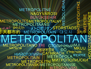Image showing Metropolitan multilanguage wordcloud background concept glowing
