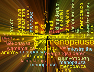 Image showing Menopause multilanguage wordcloud background concept glowing