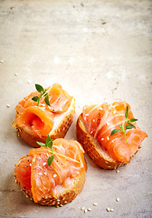 Image showing bread with fresh salmon fillet