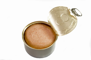 Image showing Open can with sausage