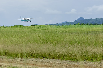 Image showing Small Plane Grass Landing