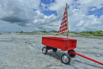 Image showing Vintage Red Wagon Toy