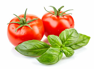 Image showing fresh tomatoes and basil 