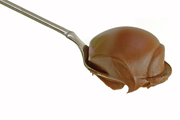 Image showing Spoon with chocolate cream