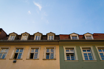 Image showing green and yellow houses