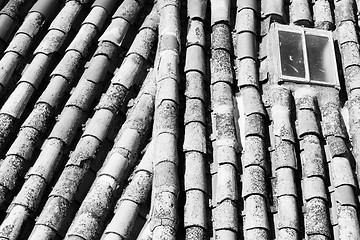 Image showing Roof tiles in Black and White