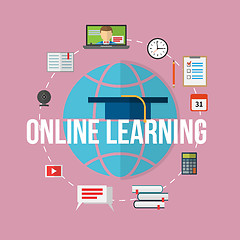 Image showing Concept for distance education, online learning.