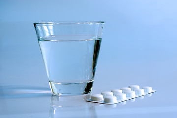 Image showing Pills with glas water