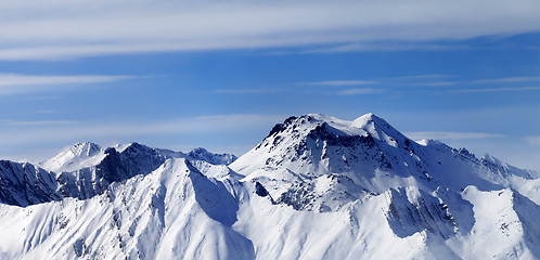 Image showing Panoramic view on winter mountains in haze