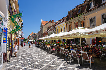 Image showing Outdoor cafe at Republic street, near Council Square, Brasov