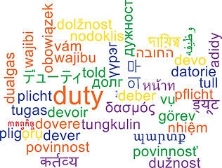 Image showing Duty multilanguage wordcloud background concept