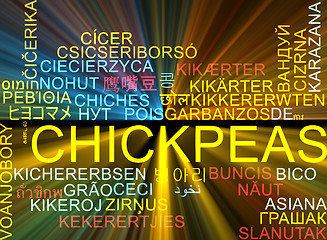 Image showing Chickpeas multilanguage wordcloud background concept glowing