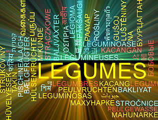 Image showing Legumes multilanguage wordcloud background concept glowing
