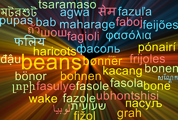 Image showing Beans multilanguage wordcloud background concept glowing