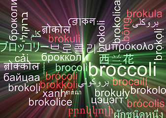 Image showing Broccoli multilanguage wordcloud background concept glowing