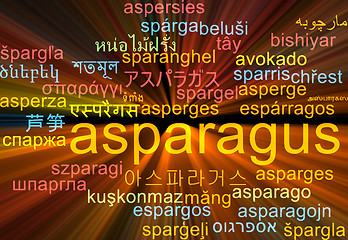 Image showing Asparagus multilanguage wordcloud background concept glowing