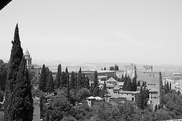 Image showing Alhambra in black and white