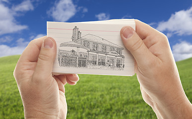 Image showing Male Hands Holding Stack of Flash Cards