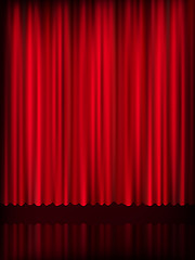 Image showing Red curtain background template. EPS 10