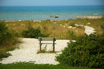 Image showing Empty Bench on the Shore