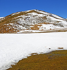 Image showing hill in   africa morocco the atlas valley dry mountain ground is