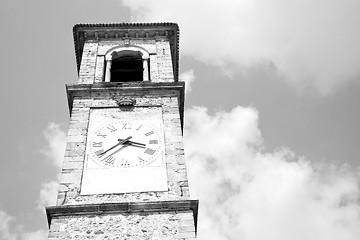 Image showing ancien clock tower in italy europe old  stone and bell