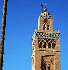 Image showing history in maroc africa  minaret religion and the blue     sky