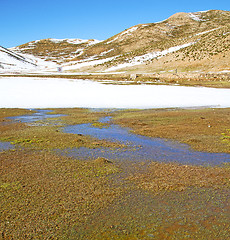 Image showing hill in   africa morocco the atlas valley dry mountain ground is