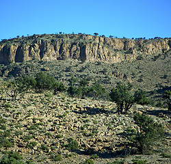 Image showing valley in   africa morocco the atlas dry mountain ground isolate