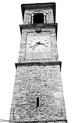 Image showing ancien clock tower in italy europe old  stone and bell