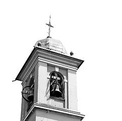 Image showing ancien clock tower in italy europe old  stone and bell