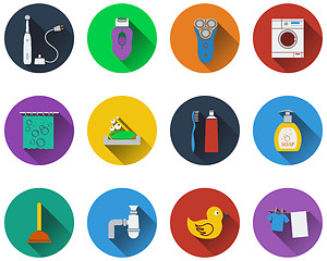 Image showing Set of bathroom icons in flat design