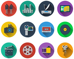 Image showing Set of multimedia icons in flat design