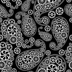 Image showing Oriental paisley seamless pattern with gears